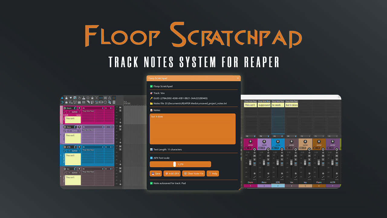Floop Scratchpad per Reaper — note integrate per tracce