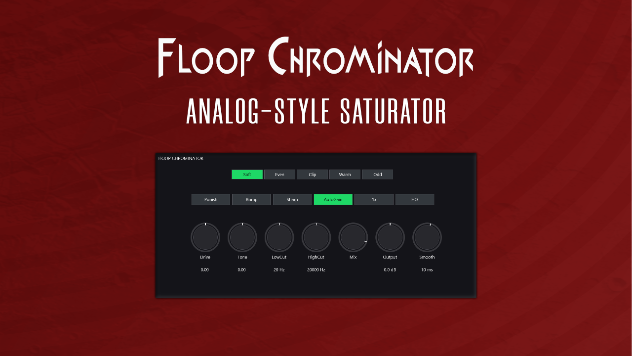 Interfaccia del plugin Floop Chrominator analog-style saturator per REAPER