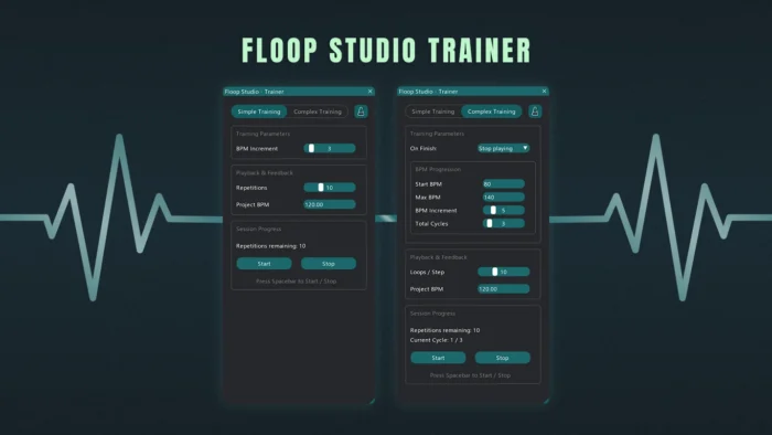 REAPER BPM practice trainer interface showing how automatic tempo increase works during looped practice
