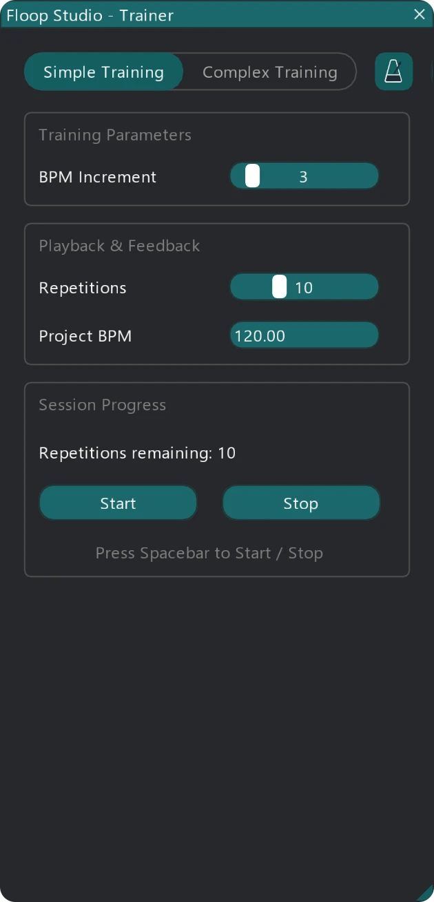 REAPER BPM practice trainer Simple training 