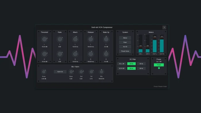 VCA Compressor for REAPER interface – Verti-ish JSFX stereo compressor
