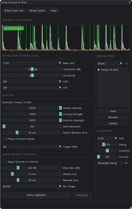 REAPER Groove Extraction – Floop Groove-A-Thor audio workflow