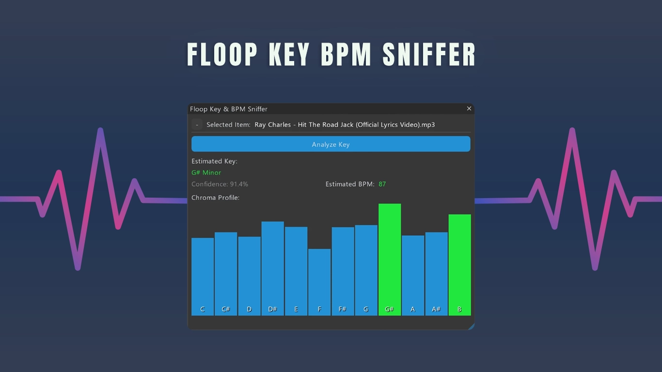 REAPER audio key finder – Floop Key & BPM Sniffer interface with adaptive theme engine colors